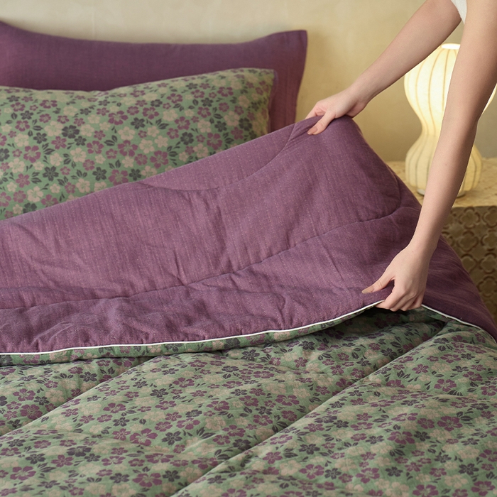 91家纺网 家纺一手货源 找家纺 春皖家纺 2026新款全棉双层提花夏被四件套 春光灿烂