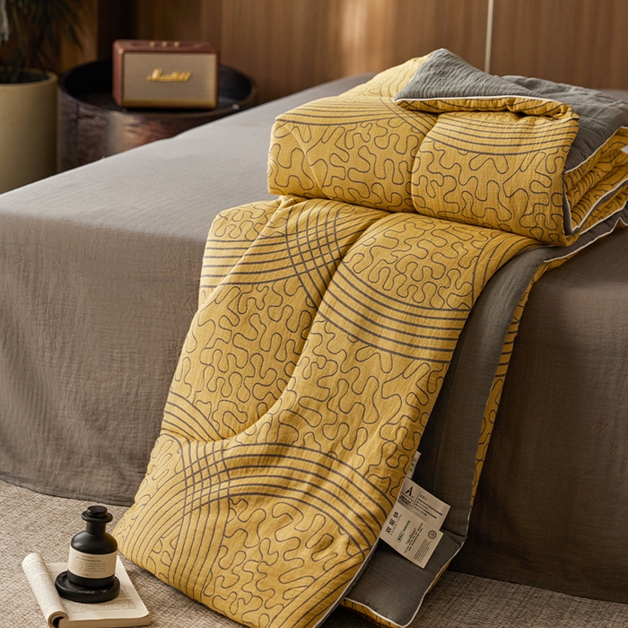 91家纺网 家纺一手货源 找家纺 春皖家纺 2026新款全棉双层提花夏被四件套 都市时尚