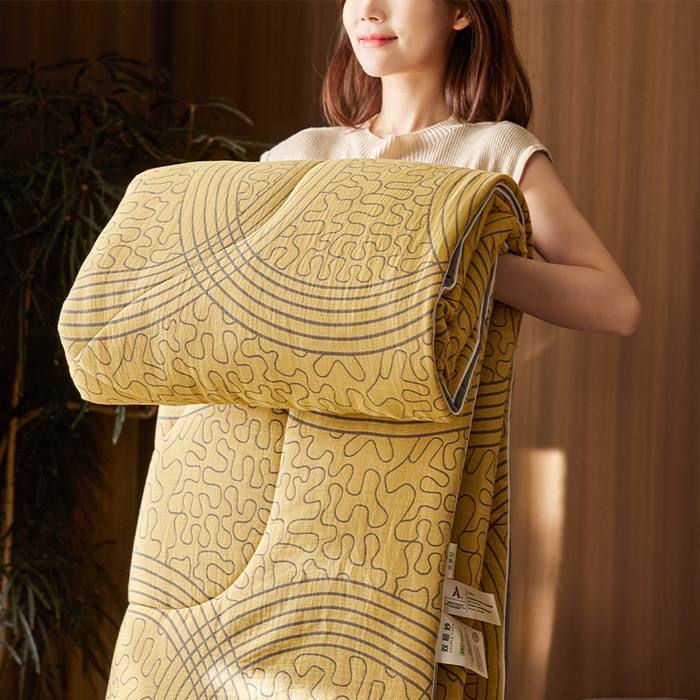 91家纺网 家纺一手货源 找家纺 春皖家纺 2026新款全棉双层提花夏被四件套 都市时尚