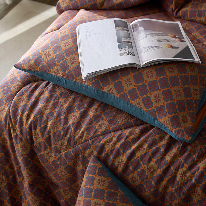 91家纺网 家纺一手货源 找家纺 春皖家纺 2026新款全棉双层提花夏被四件套 轻奢时代-兰