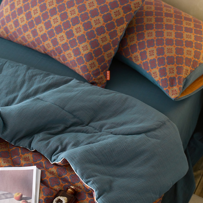 91家纺网 家纺一手货源 找家纺 春皖家纺 2026新款全棉双层提花夏被四件套 轻奢时代-兰