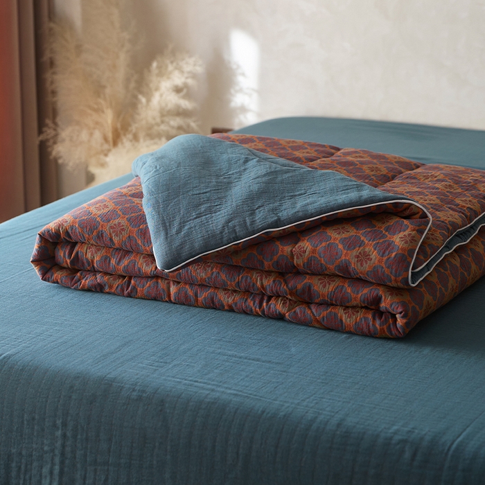 91家纺网 家纺一手货源 找家纺 春皖家纺 2026新款全棉双层提花夏被四件套 轻奢时代-兰