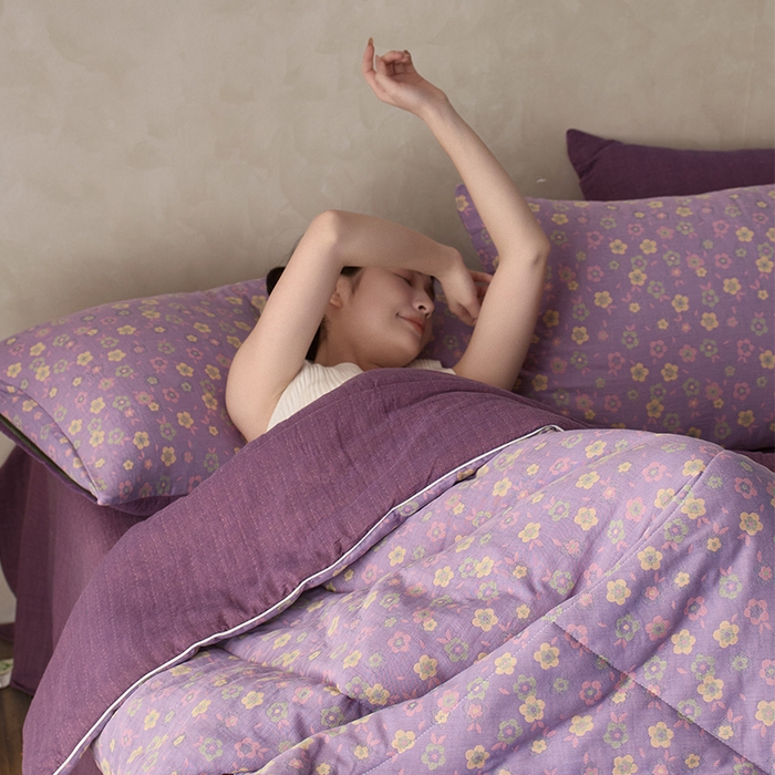 91家纺网 家纺一手货源 找家纺 春皖家纺 2026新款全棉双层提花夏被四件套 雪花飘