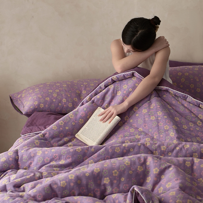 91家纺网 家纺一手货源 找家纺 春皖家纺 2026新款全棉双层提花夏被四件套 雪花飘