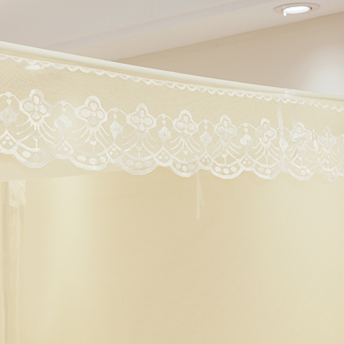 91家纺网 家纺一手货源 找家纺 都市缘蚊帐 2026新款三开门坐床防摔蚊帐二开门拉链方帐1.5m1.8m502坐床蚊帐米黄