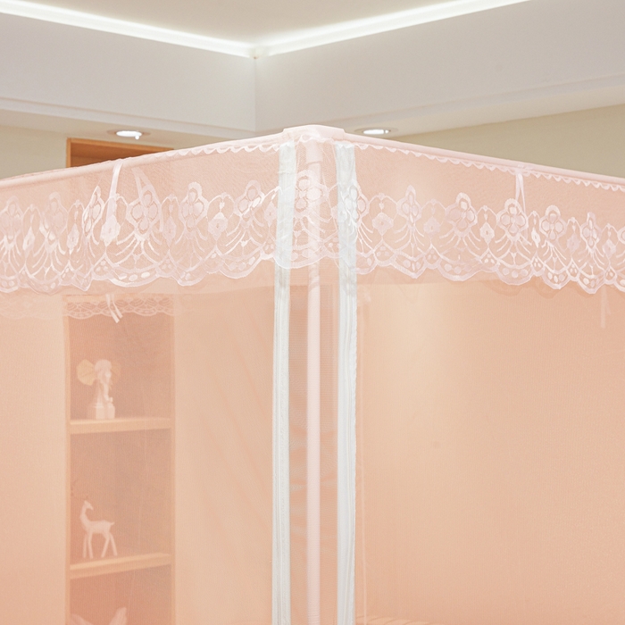 91家纺网 家纺一手货源 找家纺 都市缘蚊帐 2026新款三开门坐床防摔蚊帐二开门拉链方帐1.5m1.8m502坐床蚊帐玉色