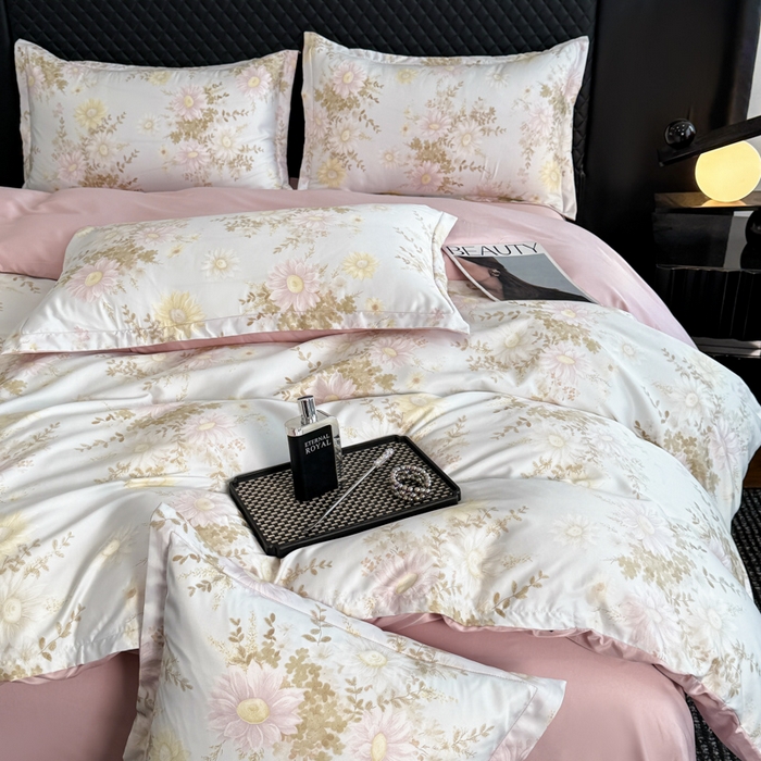 91家纺网 家纺一手货源 找家纺 （总）晚爱家居  2025轻奢水洗天丝印花水洗真丝四件套（硬包丝带款）