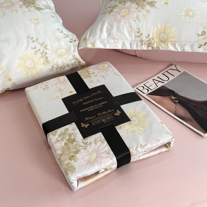 91家纺网 家纺一手货源 找家纺 （总）晚爱家居  2025轻奢水洗天丝印花水洗真丝四件套（硬包丝带款）