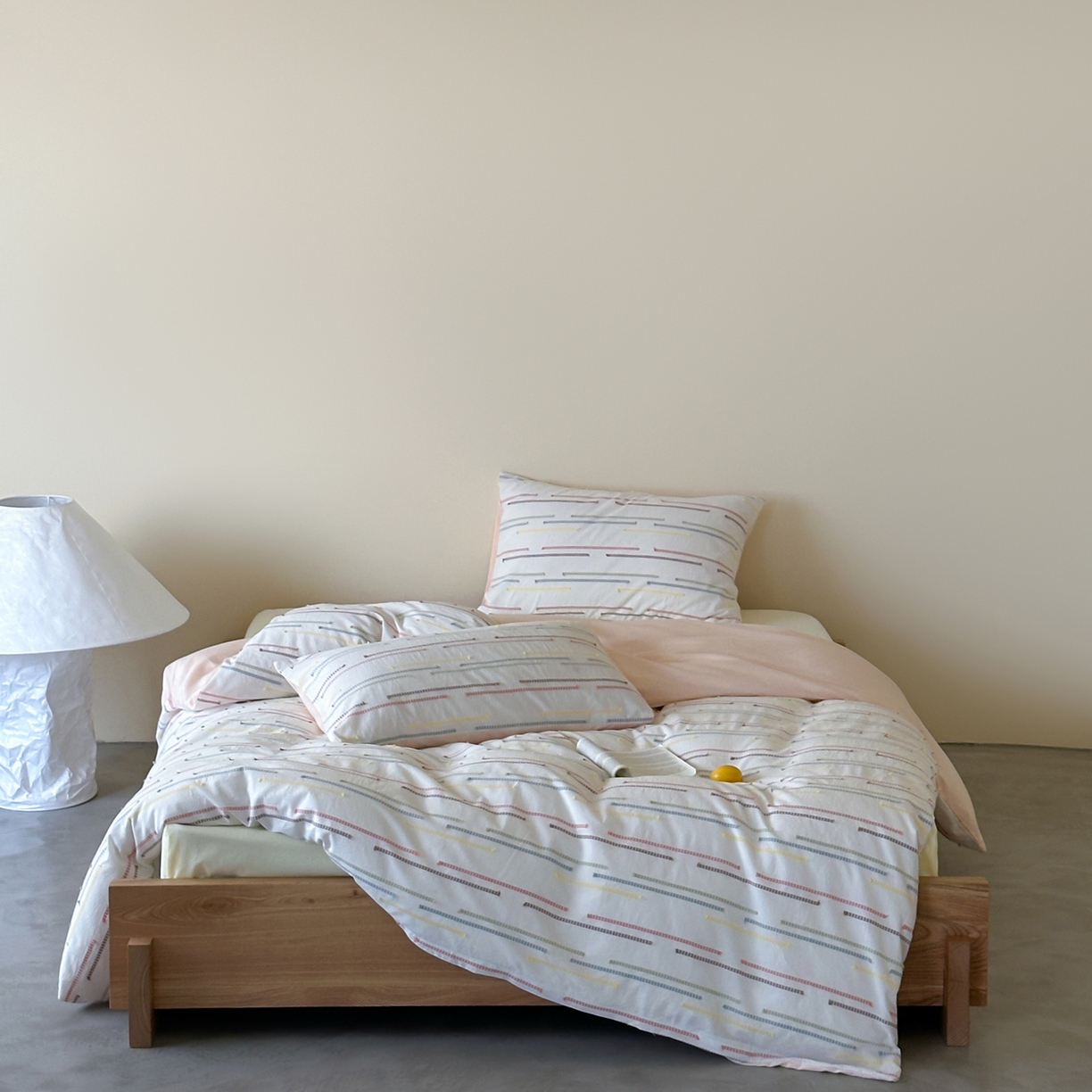 例外 2026新款全棉剪花提花四件套-花漾系列 【专版花型    严格控价   小号卷后不得低于225      标准 280    加大 290】 花漾粉-奶黄底