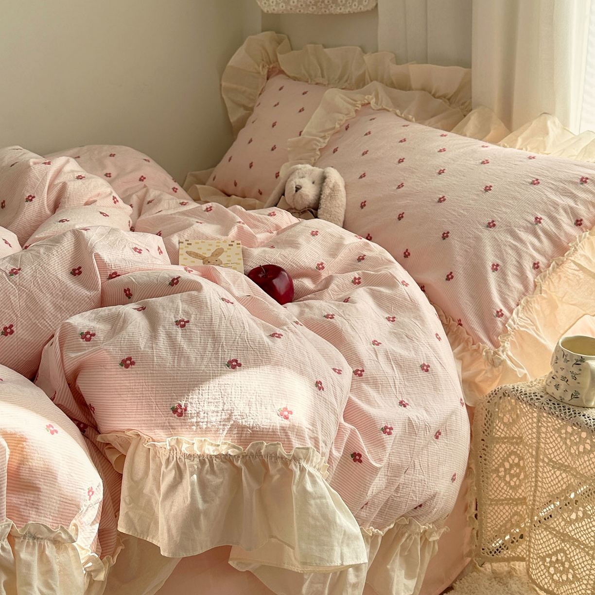 91家纺网 家纺一手货源 找家纺 （总）艾咪-Amy ntmy 2026新款法式花边全棉色织小提花四件套