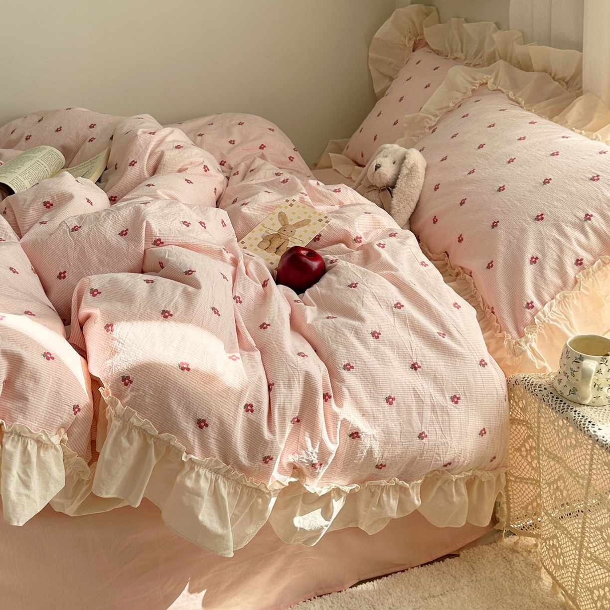 91家纺网 家纺一手货源 找家纺 （总）艾咪-Amy ntmy 2026新款法式花边全棉色织小提花四件套