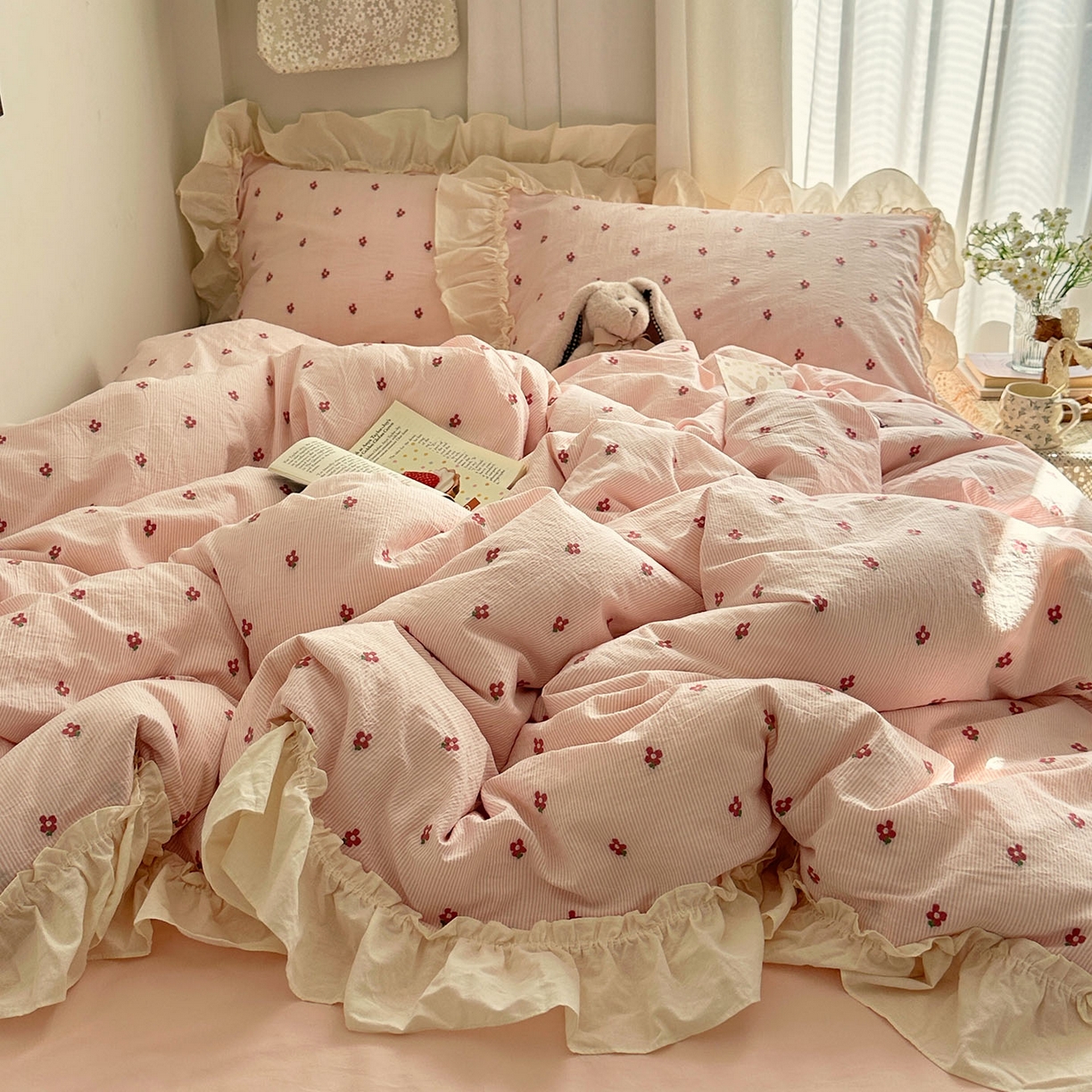 91家纺网 家纺一手货源 找家纺 （总）艾咪-Amy ntmy 2026新款法式花边全棉色织小提花四件套