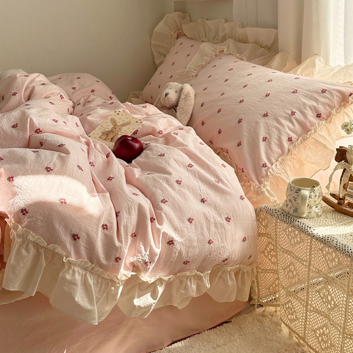 91家纺网 家纺一手货源 找家纺 （总）艾咪-Amy ntmy 2026新款法式花边全棉色织小提花四件套