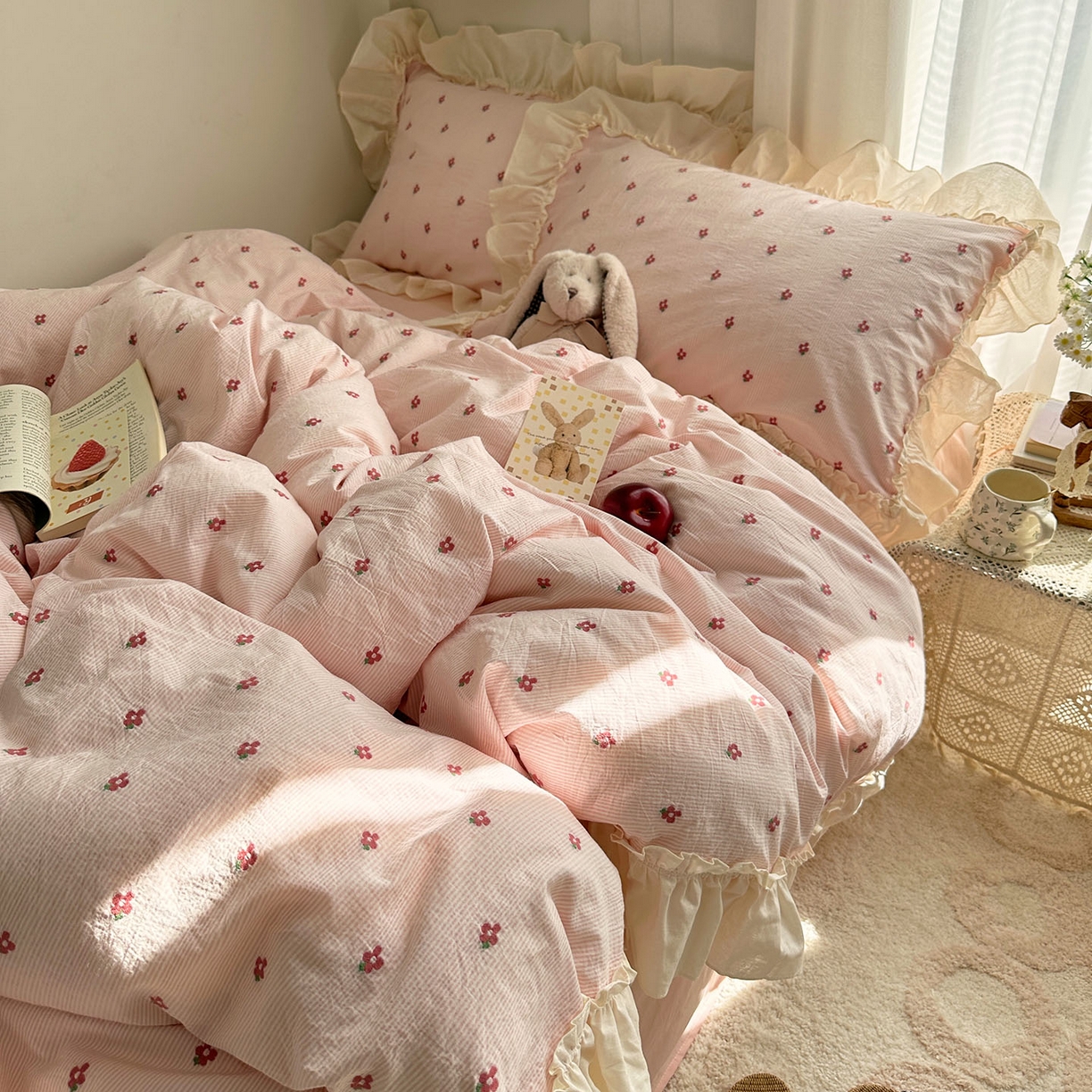 91家纺网 家纺一手货源 找家纺 （总）艾咪-Amy ntmy 2026新款法式花边全棉色织小提花四件套