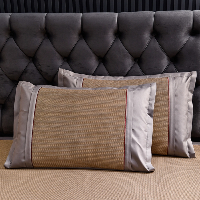 91家纺网 家纺一手货源 找家纺 小牛席业 2026新款A加厚款-可机洗抗菌提花冰丝席 抗菌席-色织咖色