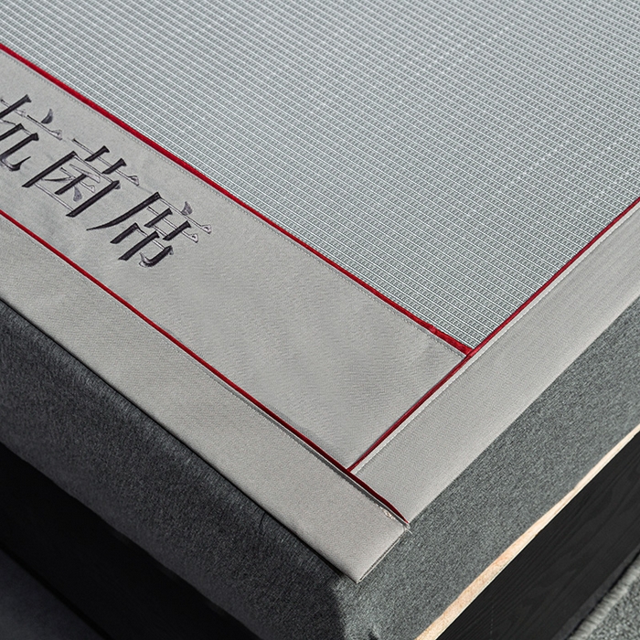 91家纺网 家纺一手货源 找家纺 小牛席业 2026新款A加厚款-可机洗抗菌提花冰丝席 抗菌席-色织灰色