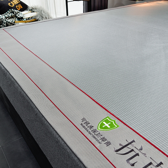 91家纺网 家纺一手货源 找家纺 小牛席业 2026新款A加厚款-可机洗抗菌提花冰丝席 抗菌席-色织灰色