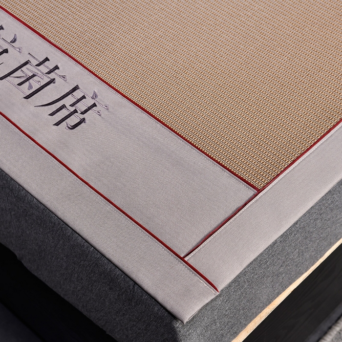 91家纺网 家纺一手货源 找家纺 小牛席业 2026新款A加厚款-可机洗抗菌提花冰丝席 抗菌席-色织咖色