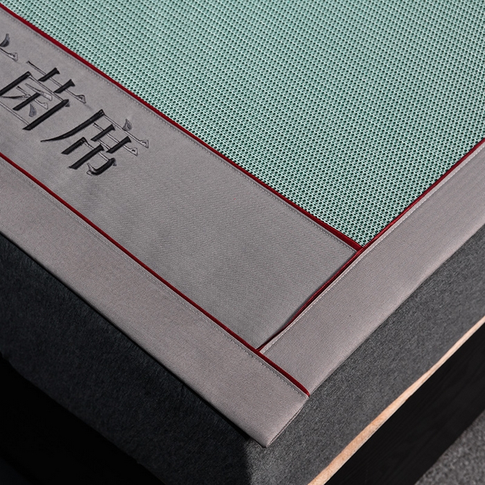 91家纺网 家纺一手货源 找家纺 小牛席业 2026新款A加厚款-可机洗抗菌提花冰丝席 抗菌席-色织绿色