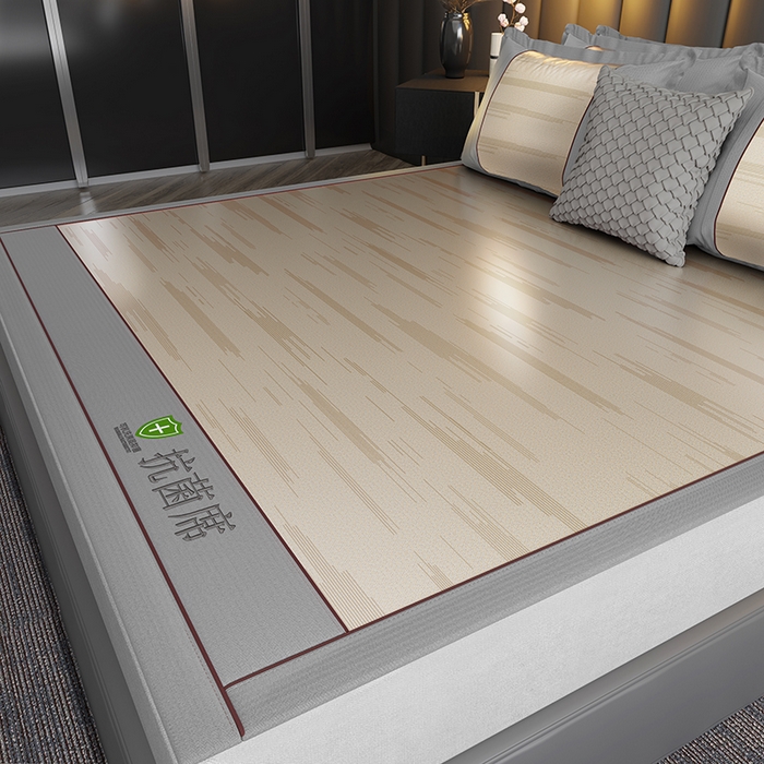 91家纺网 家纺一手货源 找家纺 小牛席业 2026新款A加厚款-可机洗抗菌提花冰丝席 抗菌席-流星雨-咖色