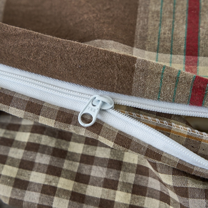 91家纺网 家纺一手货源 找家纺 三沁家居 2025新款格子色织全棉水洗棉四件套直播爆款量大价优 格调雅韵-咖