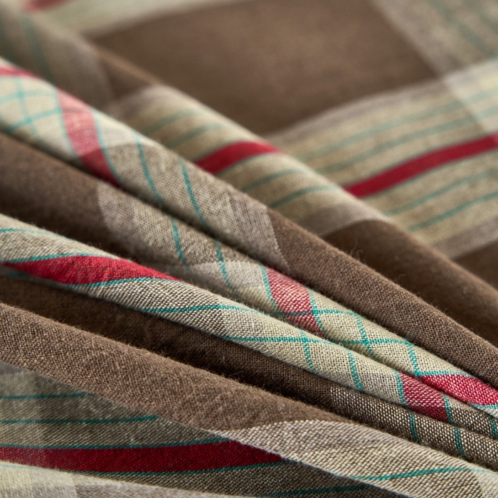 91家纺网 家纺一手货源 找家纺 三沁家居 2025新款格子色织全棉水洗棉四件套直播爆款量大价优 格调雅韵-咖