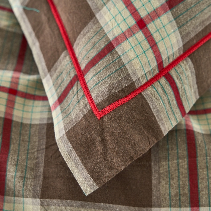 91家纺网 家纺一手货源 找家纺 三沁家居 2025新款格子色织全棉水洗棉四件套直播爆款量大价优 格调雅韵-咖