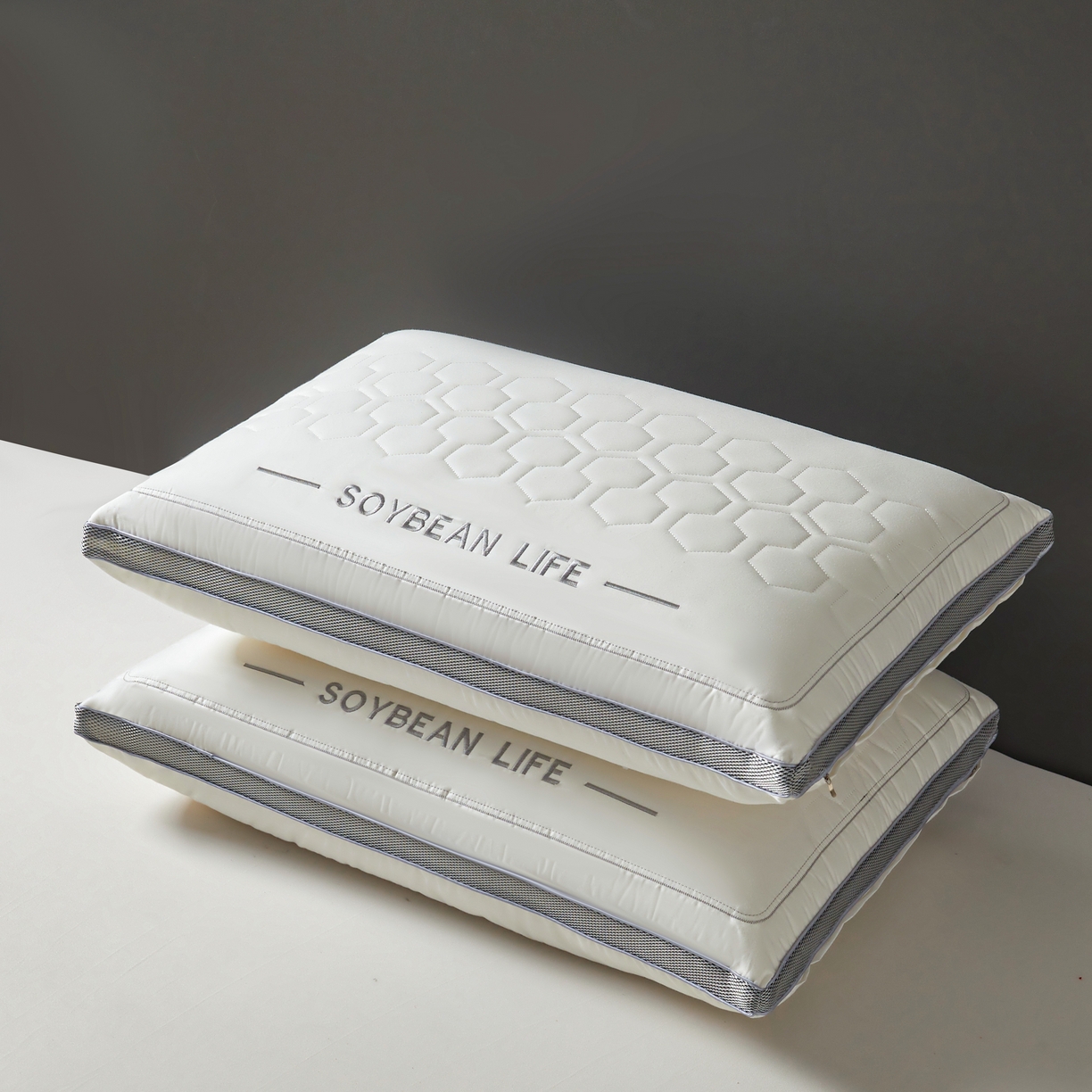 91家纺网 家纺一手货源 找家纺 （总）小桃姐家纺 2025新款纯棉刺绣枕芯 全棉枕头立体网边透气枕芯SOYB纯棉立体枕