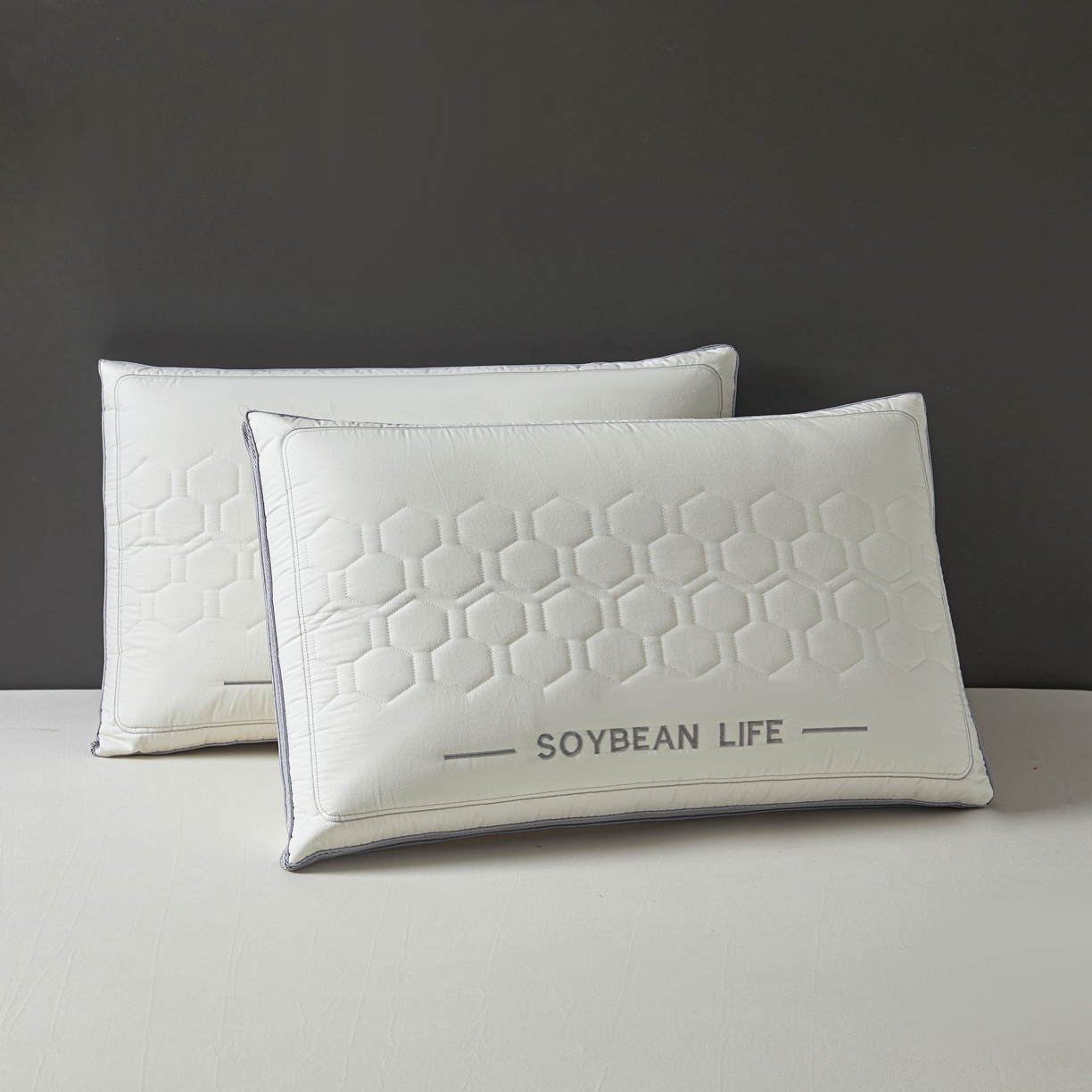 91家纺网 家纺一手货源 找家纺 （总）小桃姐家纺 2025新款纯棉刺绣枕芯 全棉枕头立体网边透气枕芯SOYB纯棉立体枕