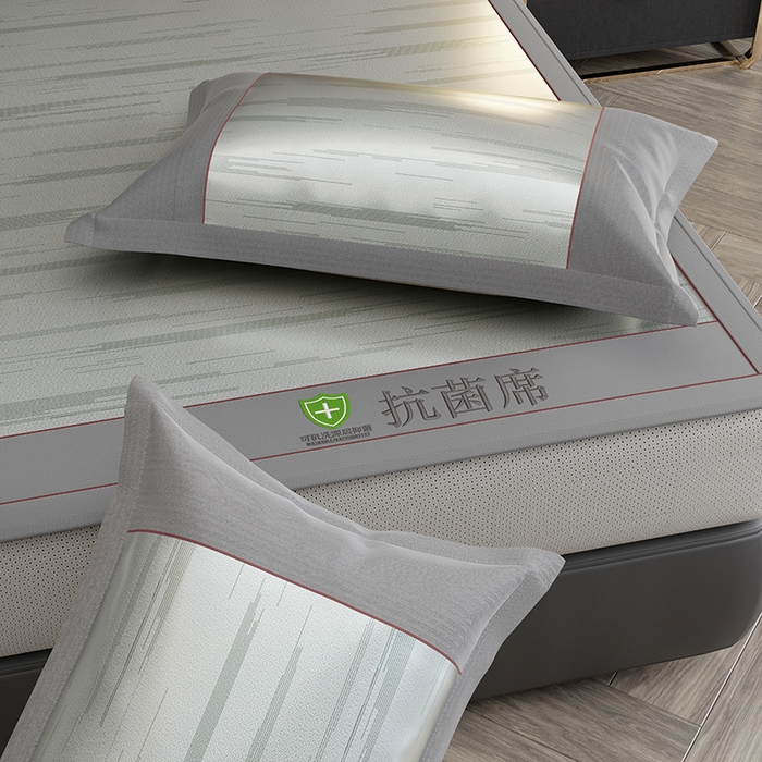 91家纺网 家纺一手货源 找家纺 小牛席业 2026新款A加厚款-可机洗抗菌提花冰丝席（床笠款） 抗菌席-流星雨-灰色
