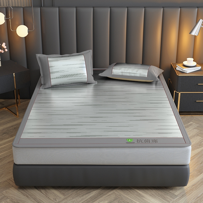 91家纺网 家纺一手货源 找家纺 小牛席业 2026新款A加厚款-可机洗抗菌提花冰丝席（床笠款） 抗菌席-流星雨-灰色