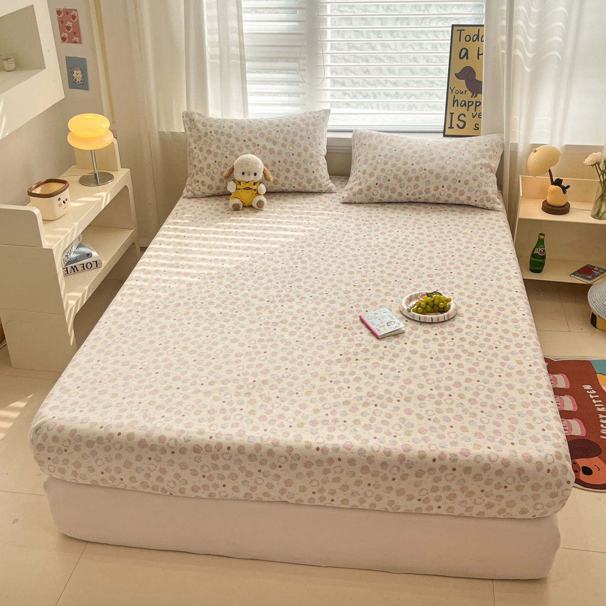 91家纺网 家纺一手货源 找家纺 （总）小桃姐家纺 2025新款高克重牛奶绒印花床笠单品床笠床笠单件