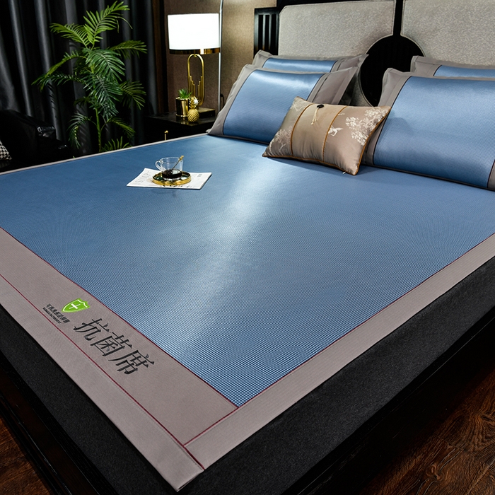 91家纺网 家纺一手货源 找家纺 小牛席业 2026新款小千鸟格-经典款抗菌席（轻奢风） 蓝色