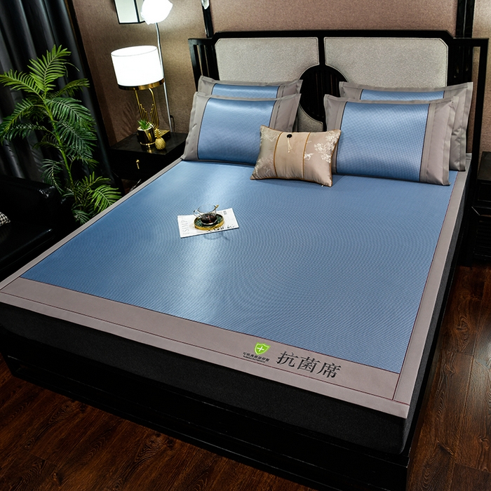 91家纺网 家纺一手货源 找家纺 小牛席业 2026新款小千鸟格-经典款抗菌席（轻奢风） 蓝色