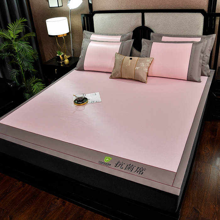 91家纺网 家纺一手货源 找家纺 小牛席业 2026新款小千鸟格-经典款抗菌席（轻奢风） 粉色