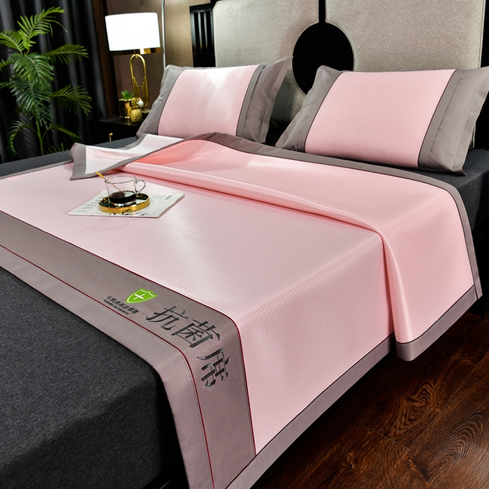 91家纺网 家纺一手货源 找家纺 小牛席业 2026新款小千鸟格-经典款抗菌席（轻奢风） 粉色