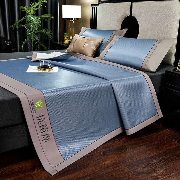 91家纺网 家纺一手货源 找家纺 小牛席业 2026新款小千鸟格-经典款抗菌席（轻奢风） 蓝色