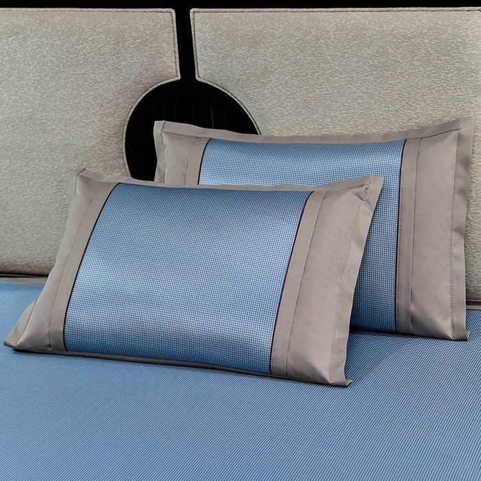 91家纺网 家纺一手货源 找家纺 小牛席业 2026新款小千鸟格-经典款抗菌席（轻奢风） 蓝色