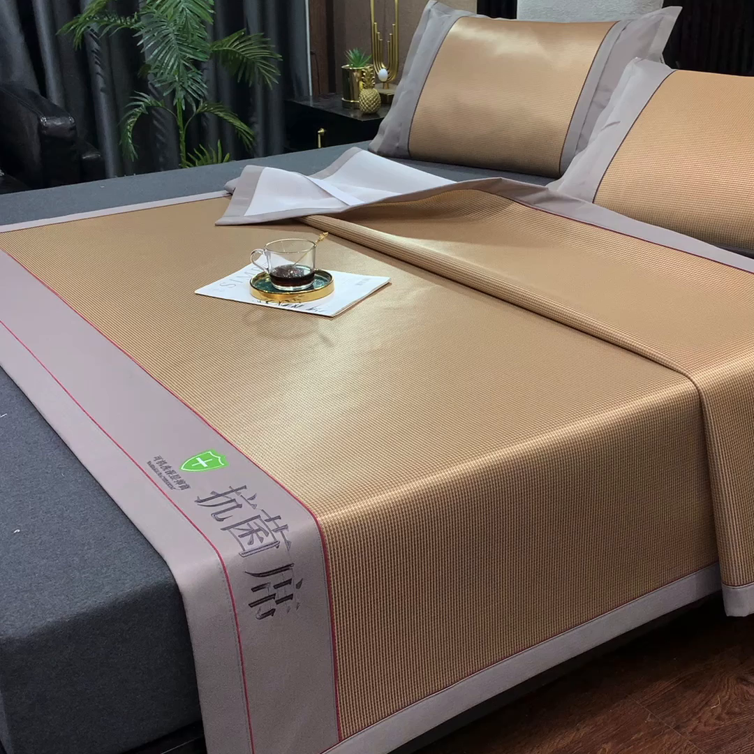 91家纺网 家纺一手货源 找家纺 小牛席业 2026新款小千鸟格-经典款抗菌席（轻奢风） 咖啡