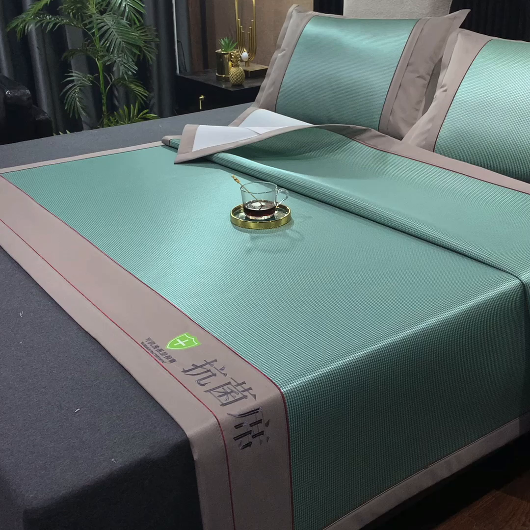 91家纺网 家纺一手货源 找家纺 小牛席业 2026新款小千鸟格-经典款抗菌席（轻奢风） 绿色