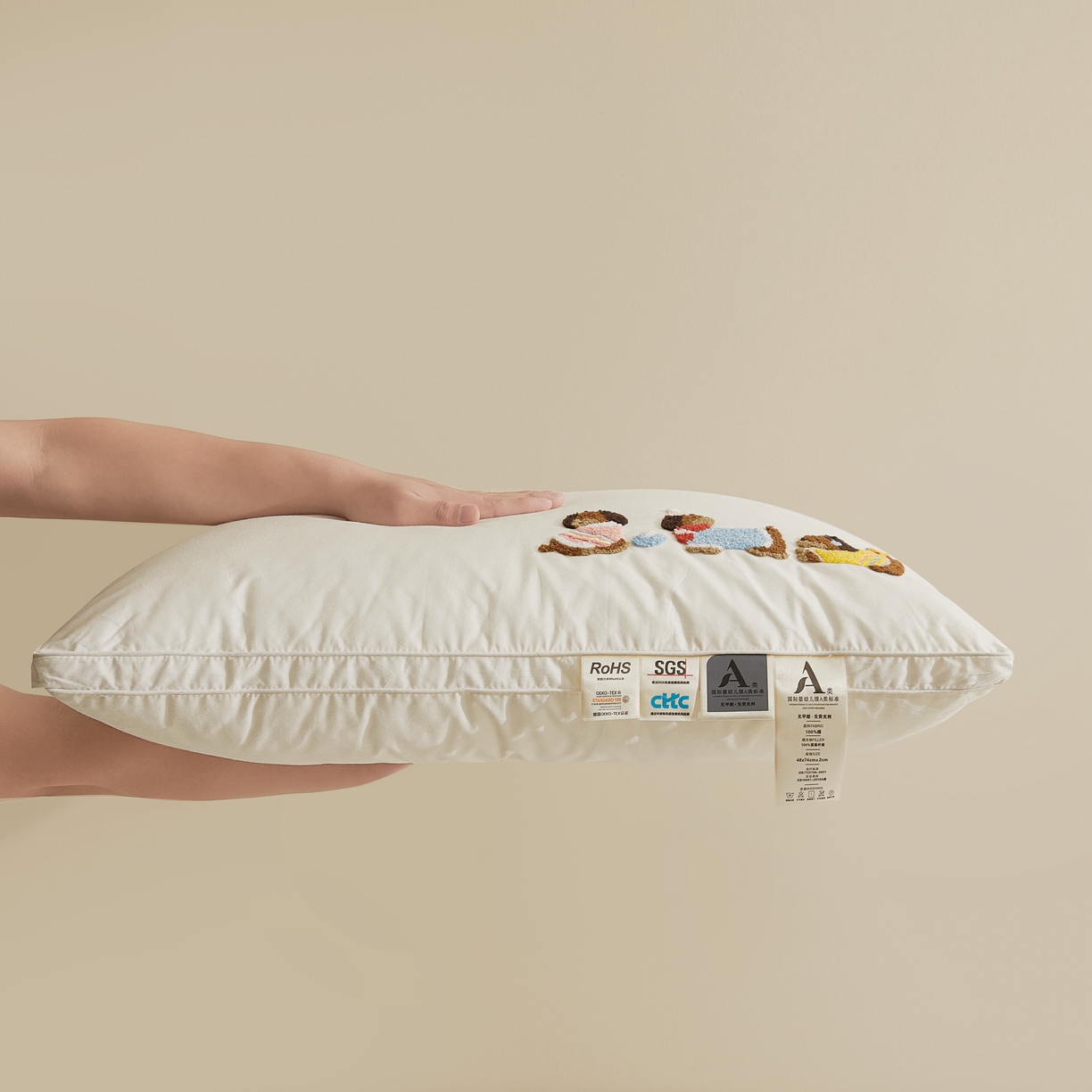 91家纺网 家纺一手货源 找家纺 （总）小桃姐家纺 2025新款全棉毛巾绣纯棉枕头枕芯卡通三只小狗枕头枕芯