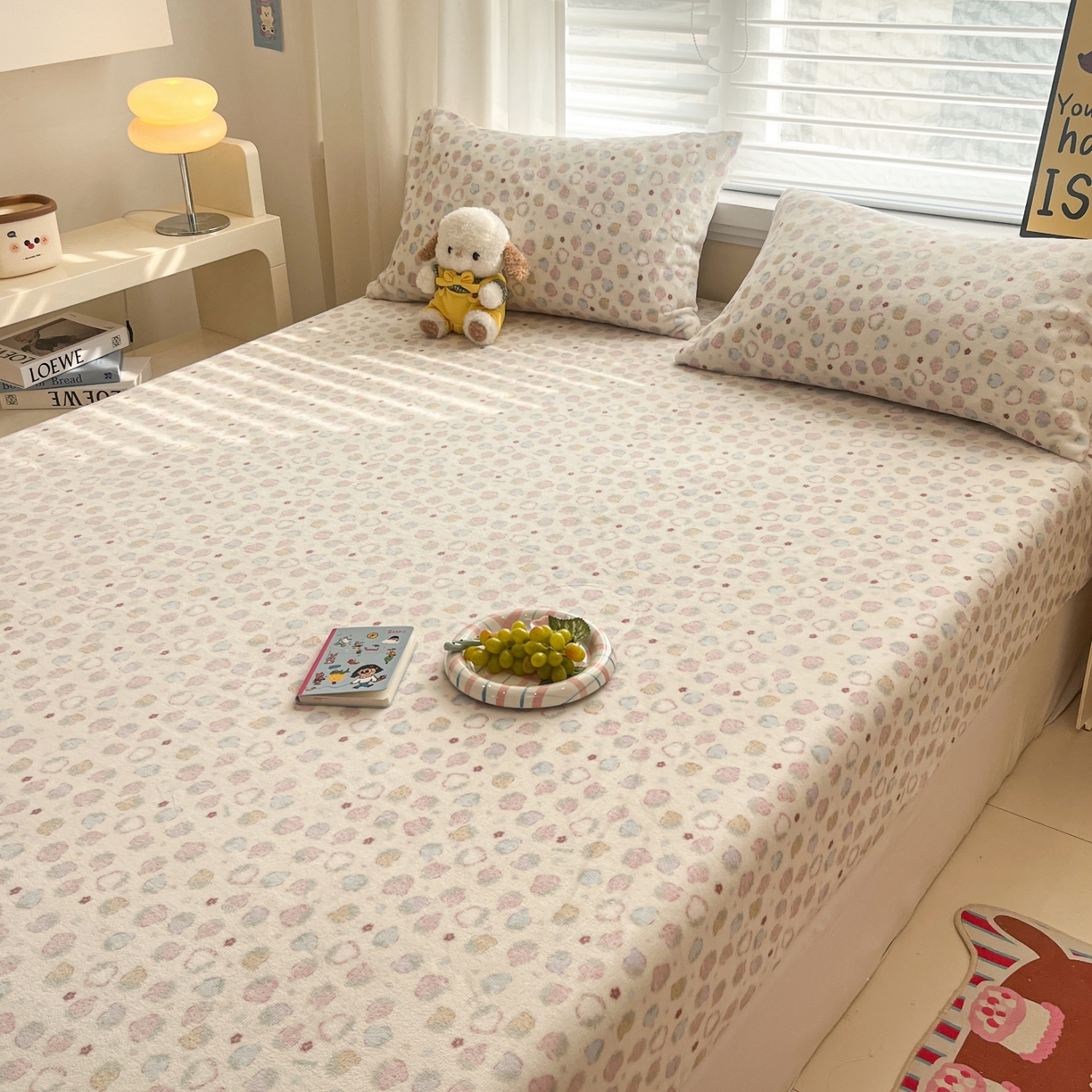 91家纺网 家纺一手货源 找家纺 小桃姐家纺 2025新款高克重牛奶绒印花床笠单品床笠床笠单件 草莓多多