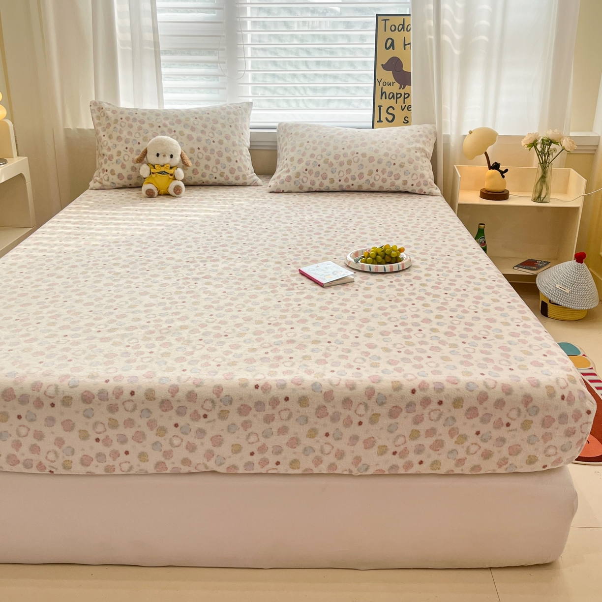 91家纺网 家纺一手货源 找家纺 小桃姐家纺 2025新款高克重牛奶绒印花床笠单品床笠床笠单件 草莓多多
