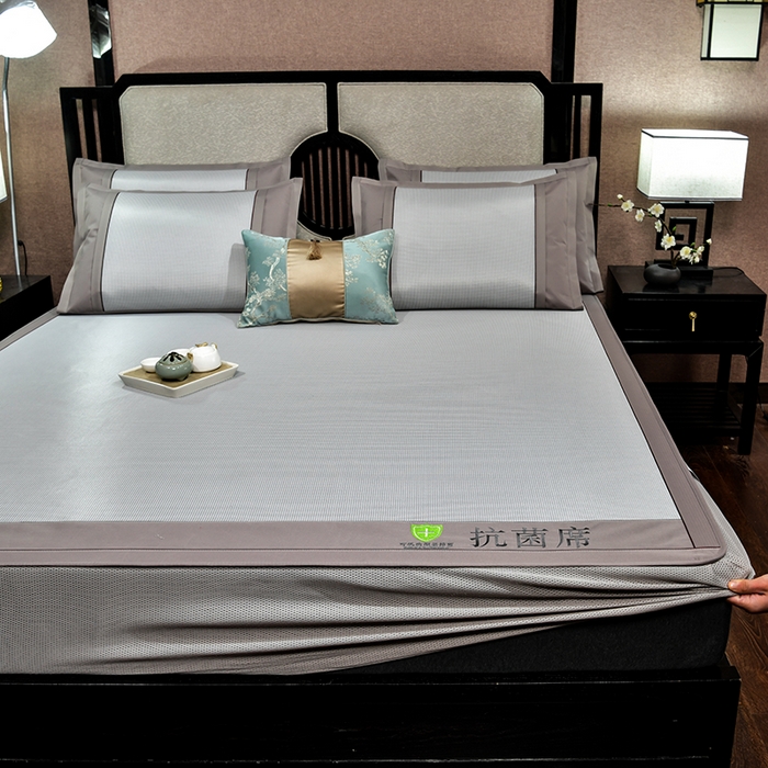 91家纺网 家纺一手货源 找家纺 小牛席业 2026新款小千鸟格-经典款抗菌席（床笠款） 灰色