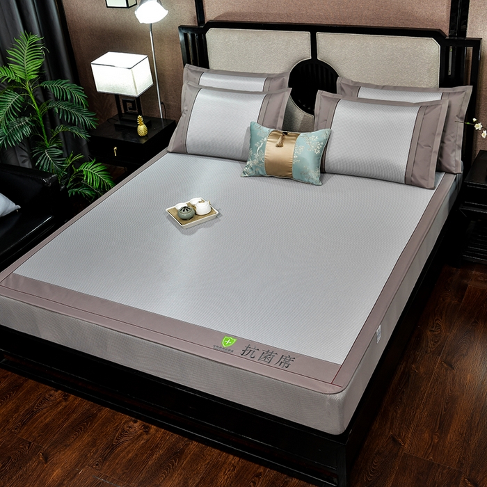 91家纺网 家纺一手货源 找家纺 小牛席业 2026新款小千鸟格-经典款抗菌席（床笠款） 灰色