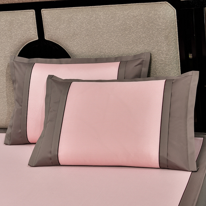 91家纺网 家纺一手货源 找家纺 小牛席业 2026新款小千鸟格-经典款抗菌席（床笠款） 粉色