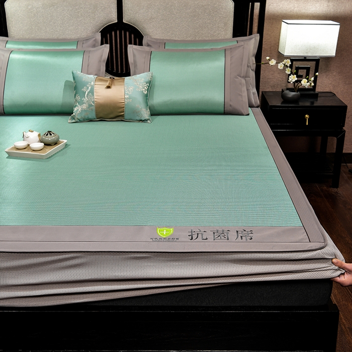 91家纺网 家纺一手货源 找家纺 小牛席业 2026新款小千鸟格-经典款抗菌席（床笠款） 绿色