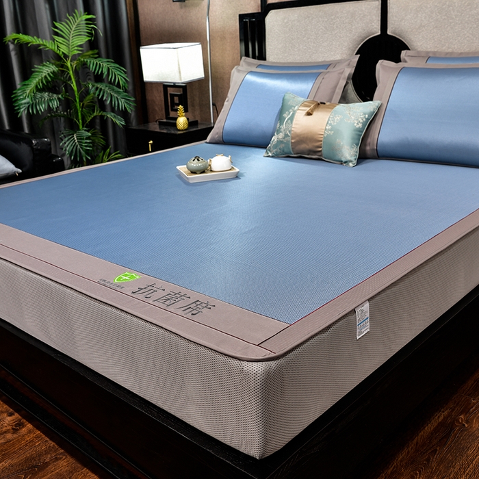 91家纺网 家纺一手货源 找家纺 小牛席业 2026新款小千鸟格-经典款抗菌席（床笠款） 蓝色