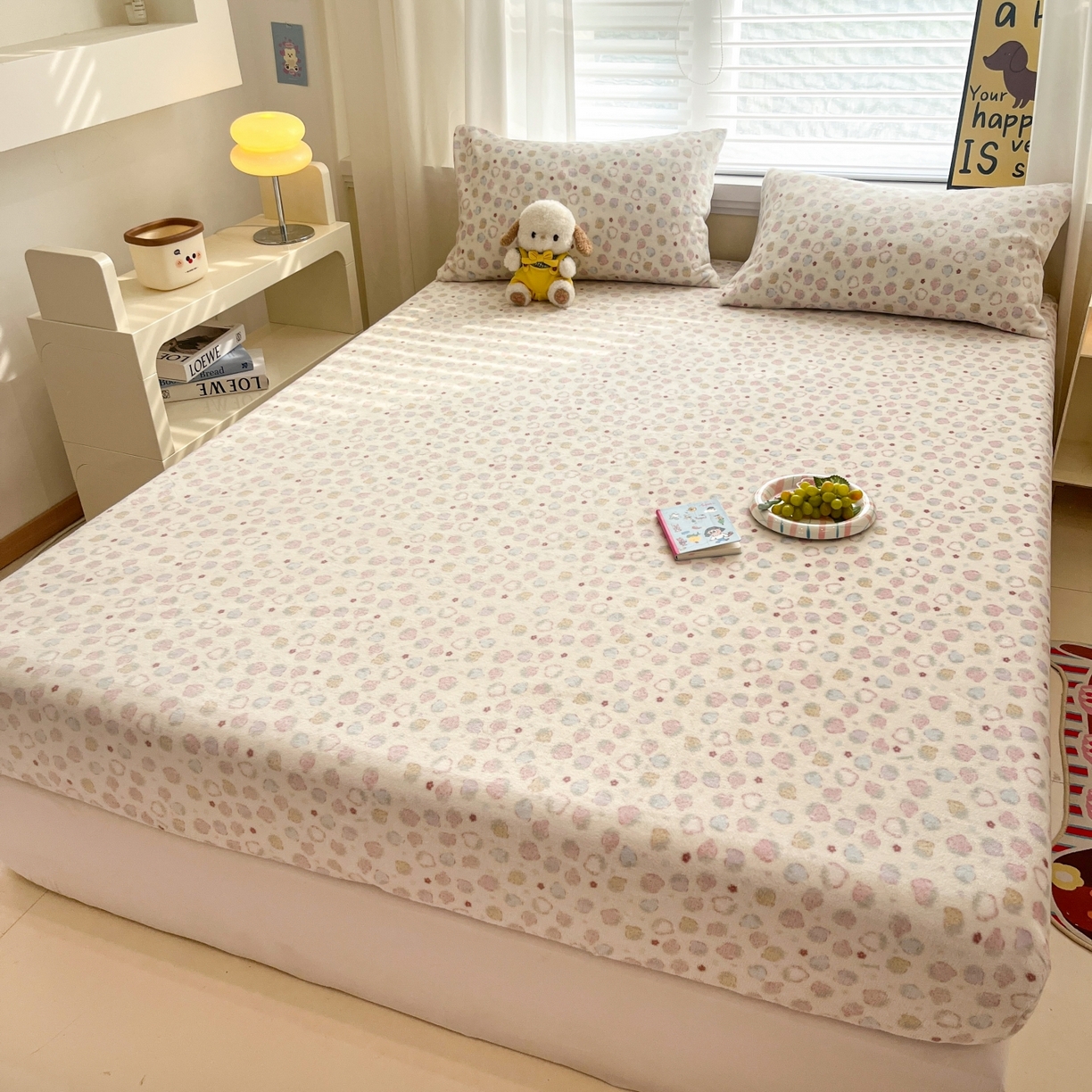 91家纺网 家纺一手货源 找家纺 小桃姐家纺 2025新款高克重牛奶绒印花床笠单品床笠床笠单件 草莓多多