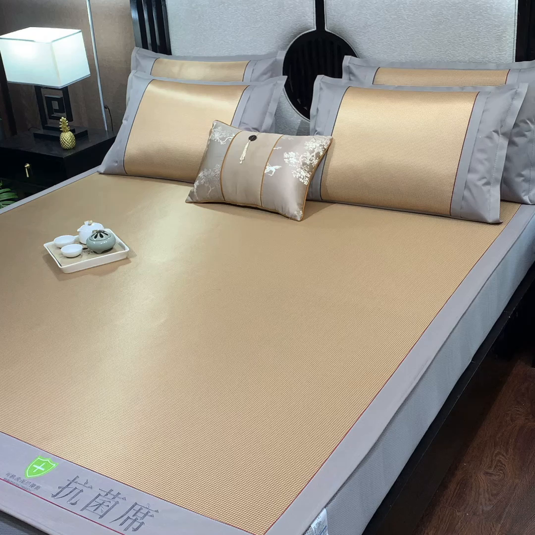 91家纺网 家纺一手货源 找家纺 小牛席业 2026新款小千鸟格-经典款抗菌席（床笠款） 咖色